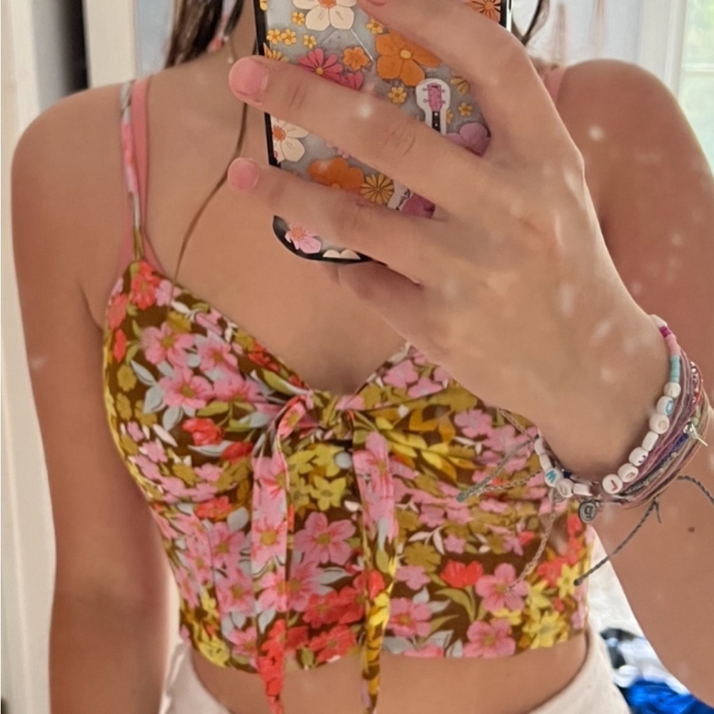 billabong adjustable floral crop top